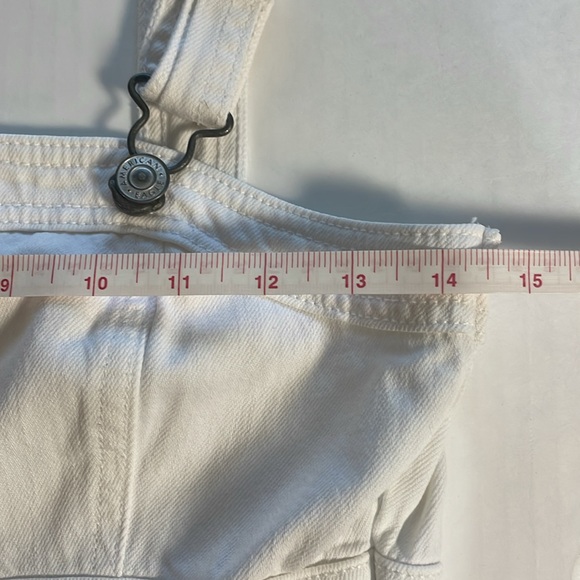 American Eagle Overall Dress Jumper white stretch denim material pockets size XS - Picture 10 of 16